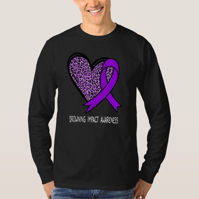 Camiseta Leopard Heart xx Awareness Purple Ribbon (Frente)