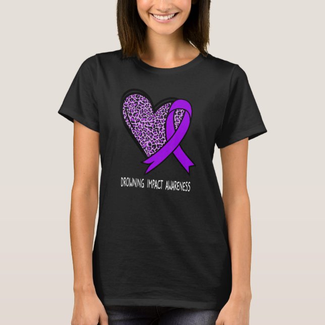 Camiseta Leopard Heart xx Awareness Purple Ribbon (Frente)