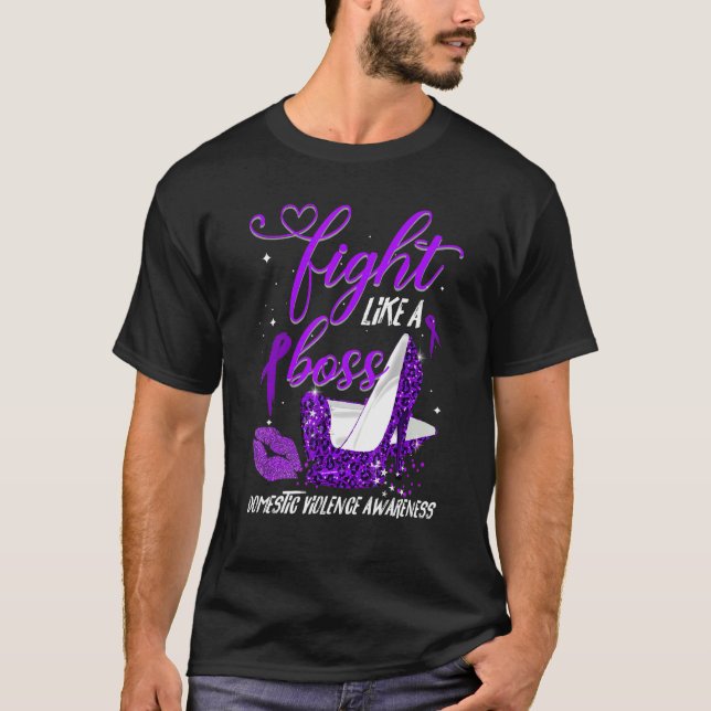 Camiseta Leopard Heels luta como um chefe de violência domé (Frente)
