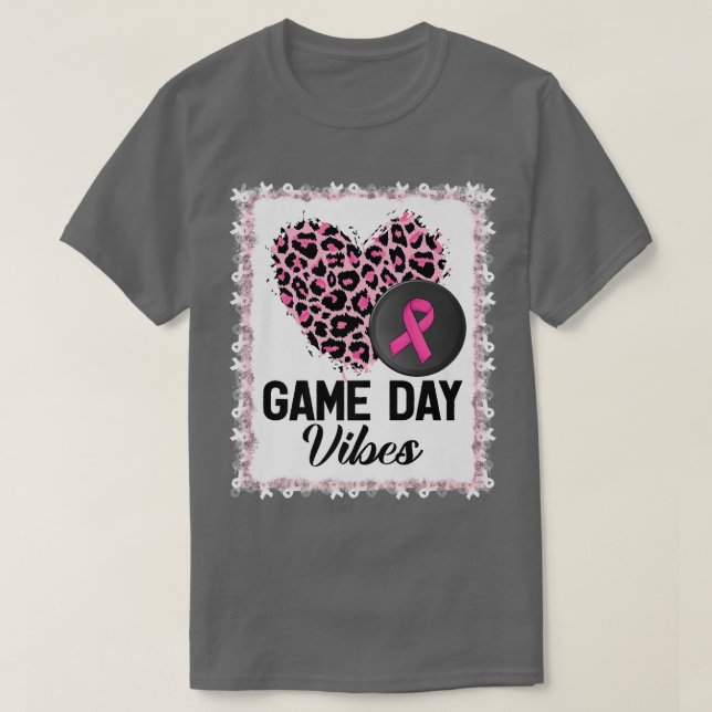 Camiseta Leopard Hockey Puck Game Day Vibes Cancer A (Frente do Design)