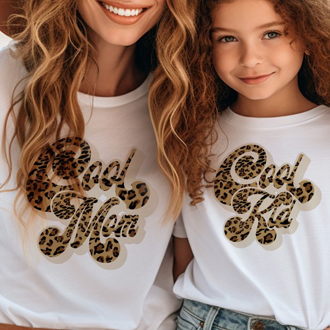 Camiseta Leopard Imprima Mamães de Correspondência de Crian (Mommy and me tees with Cool Mom and Cool Kid - available separately)