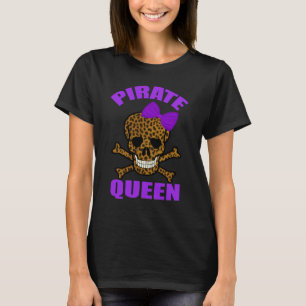 Camiseta Leopard Imprima o Arco roxo Pirata Rainha Caveira