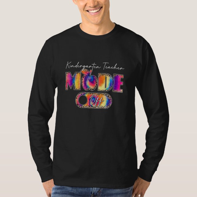 Camiseta Leopard Kindergarten Teacher Mode Off No Último Di (Frente)