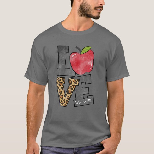 Camiseta Leopard Love 3Rd Grade Teacher Student Back To Sch (Frente)