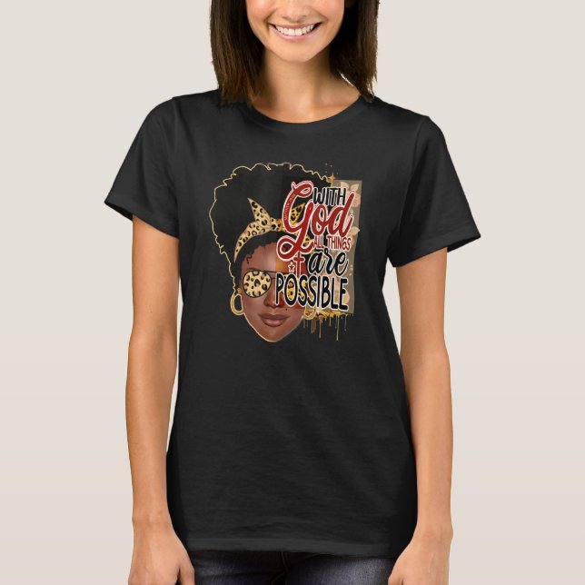 Camiseta Leopard Love Afro Girl Faith Inspiração Q (Frente)