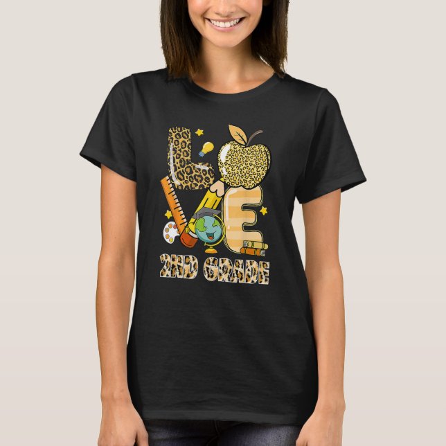 Camiseta Leopard Love Ensinando segundo Grau De Volta Ao Ch (Frente)