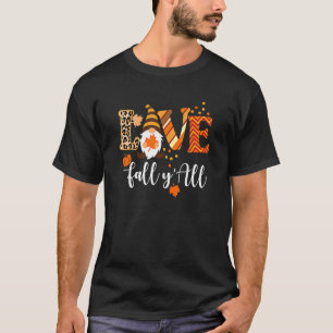 Camiseta Leopard Love Fall Y Gnome Pumpkin Outono Obrigado