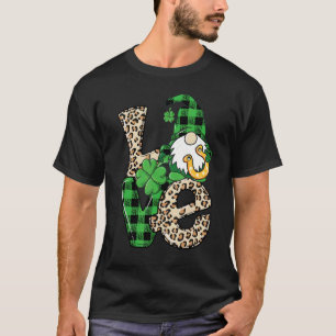 Camiseta Leopard Love Gnome Lucky Shamrock Dia de São Patrí