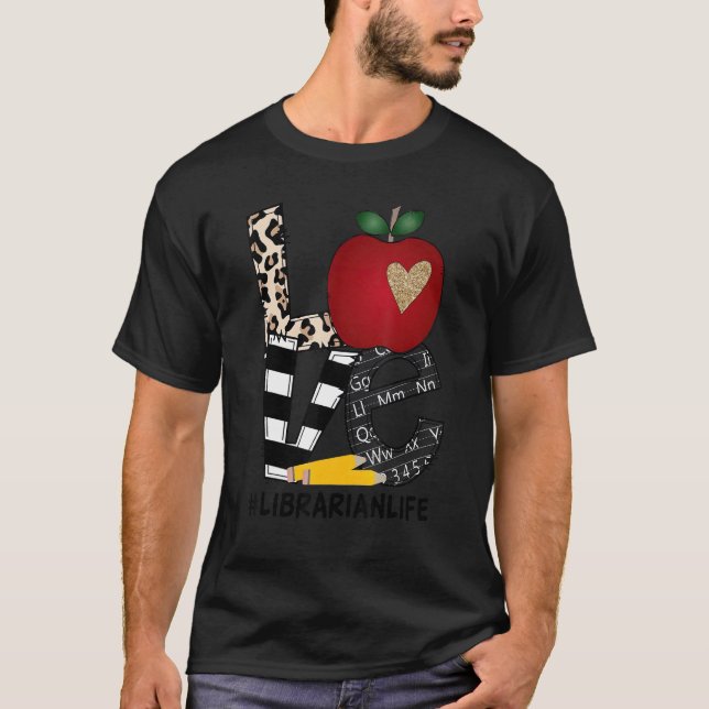 Camiseta Leopard Love Librarian Life Back To School (Frente)