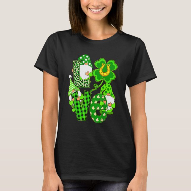 Camiseta Leopard Love Three Gnomes Lucky Shamrock St Patric (Frente)