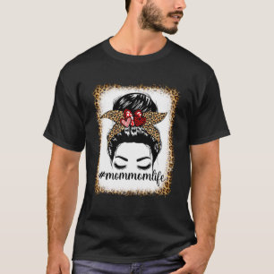 Camiseta Leopard Mamãe Vida Mensageira Bun Enche Mamãe da