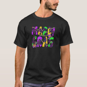 Camiseta Leopard Mardi Gras Com Máscara De Bead Mardi Gras