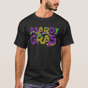 Camiseta Leopard Mardi Gras Com Miçangas Engraçadas Cliente