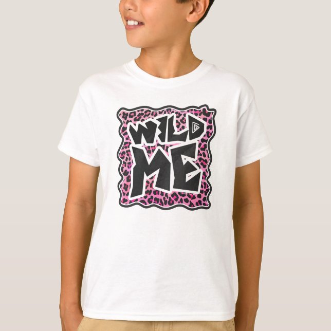 Camiseta Leopard me Wild Black and Hot Pink Design (Frente)