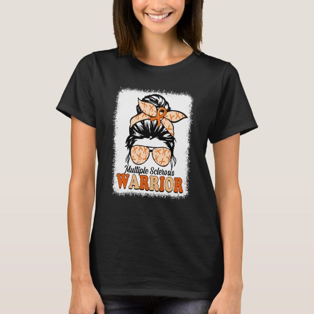 Camiseta Leopard Messy Bun Multiple Sclerosis Warrior MS Aw (Frente)