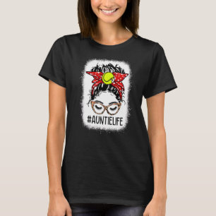 Camiseta Leopard Messy Bun Tênis Tia Jogo Dia da Vida Mama