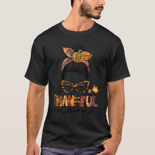 Camiseta Leopard Messy Bun Um Graças Mãe Abençoada Mãe Tha