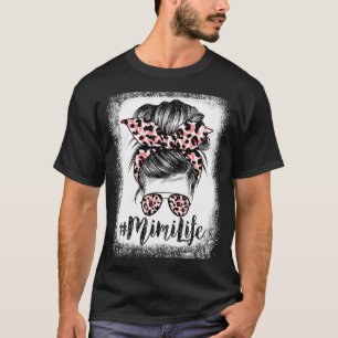 Camiseta Leopard Mimi Life Cute Messaging Bun Girl Dia de a