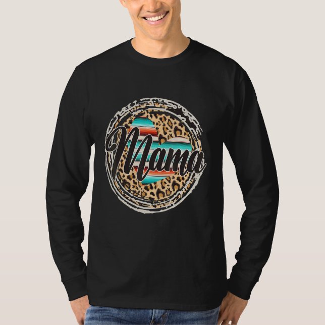 Camiseta Leopard Mom Mama Serape Cowgirl Rodeo Mommy Mother (Frente)
