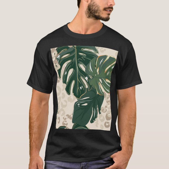 Camiseta Leopard Monstera: Vintage da Impressão da selva. (Frente)