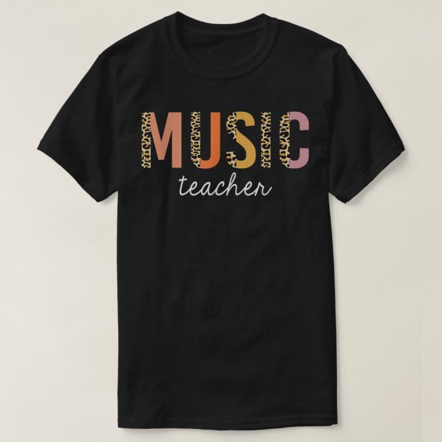Camiseta Leopard Music Teacher Cute Back To School Supplies (Frente do Design)