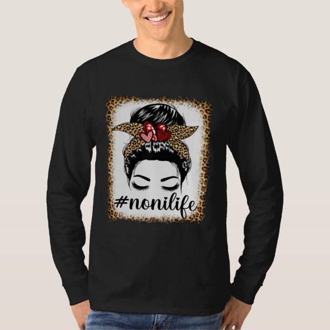 Camiseta Leopard Noni Life Messy Bun Bleaches Mother s Day  (Frente)