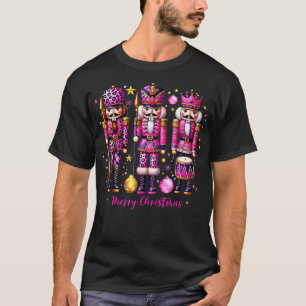 Camiseta Leopard Nutcracker Rosa Natal 2024 Xmas Pajama