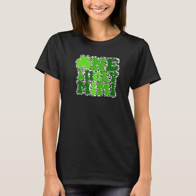 Camiseta Leopard One Lucky Mimi Irish Shamrock St Patrick's (Frente)