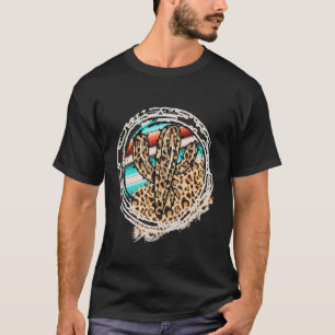 Camiseta Leopard Patterno Cactus Serape Impressão Rodeo