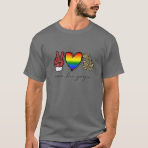 Camiseta Leopard Peace Love Georgia Heart LGBT Pride Cristo