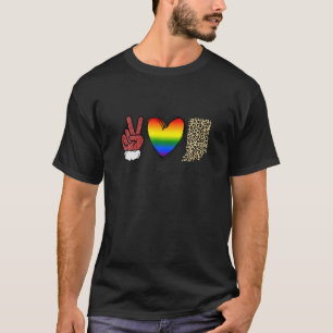 Camiseta Leopard Peace Love Indiana Heart LGBT Pride Cristo