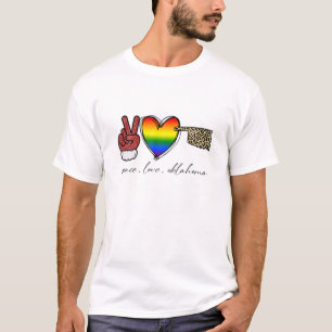 Camiseta Leopard Peace Love Oklahoma Heart LGBT Pride Chris