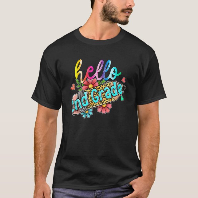 Camiseta Leopard Pencil Hello 2nd Grade Back To School Kids (Frente)
