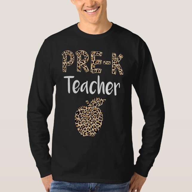 Camiseta Leopard Preschool Teacher Cute Prek Back to School (Frente)