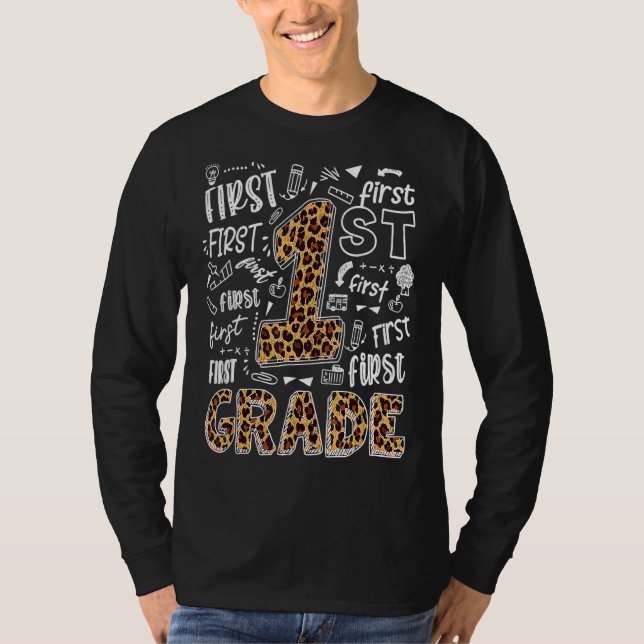 Camiseta Leopard Print 1st Grade Teacher Kids  Back To Scho (Frente)