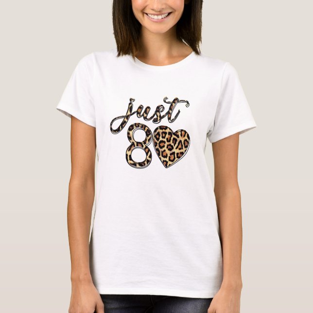 Camiseta Leopard Print 80 Birthday T Shirt (Frente)