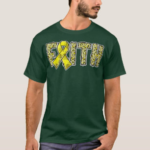 Camiseta Leopard Print Gold Ribbon FAITH Childhood Cancer A