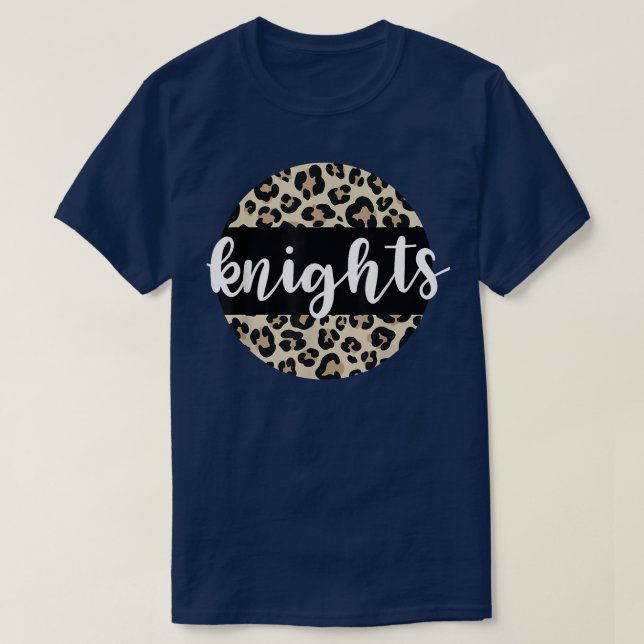 Camiseta Leopard Print Knights Team Mascot School Spirit Ga (Frente do Design)