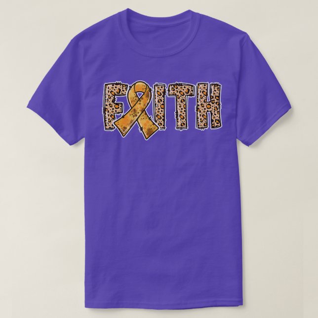 Camiseta Leopard Print Orange Ribbon FAITH ADHD Awareness P (Frente do Design)
