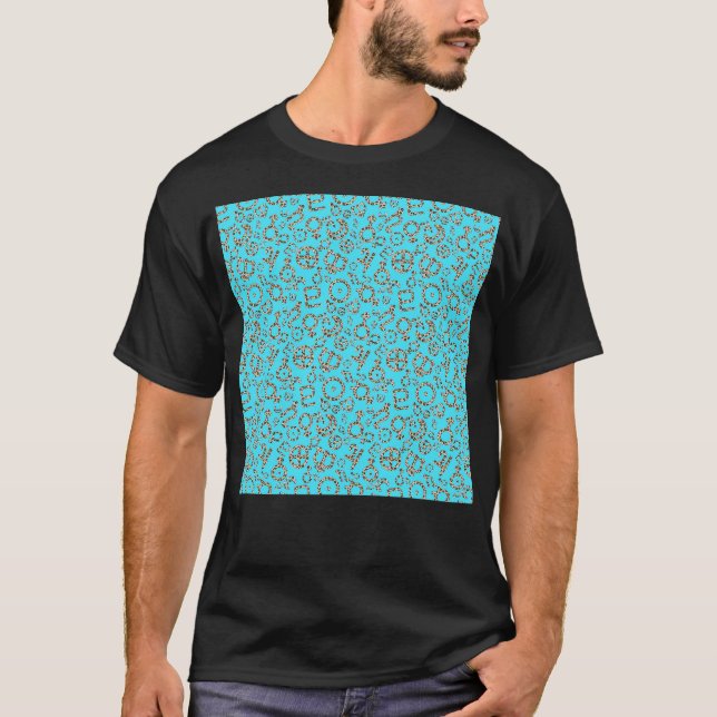 Camiseta Leopard Print Planet Símbolos Em Fundo Azul Pa (Frente)