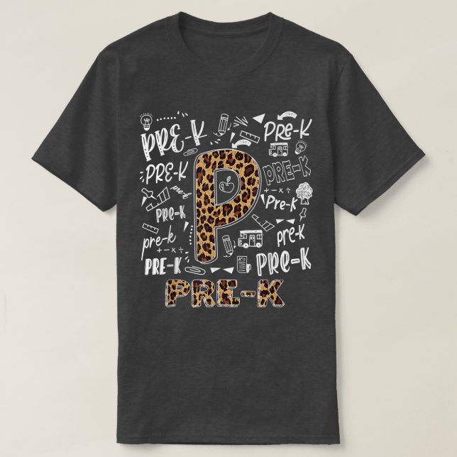 Camiseta Leopard Print Pré K Crianças de Professores de vol (Frente do Design)