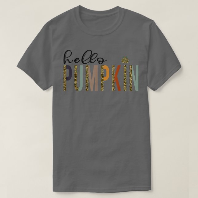 Camiseta Leopard Pumpkin Hello Pumpkin Graphic Fall Hallowe (Frente do Design)