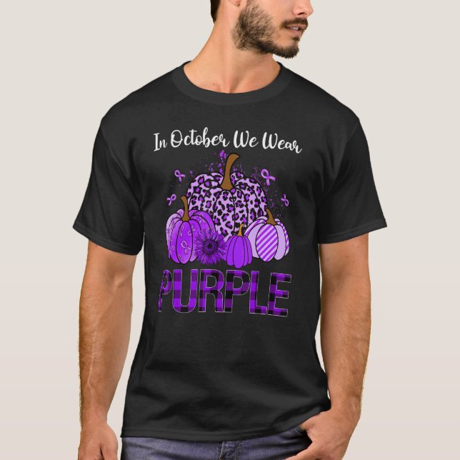 Camiseta Leopard Pumpkin In October We Wear Purple Domestic (Frente)