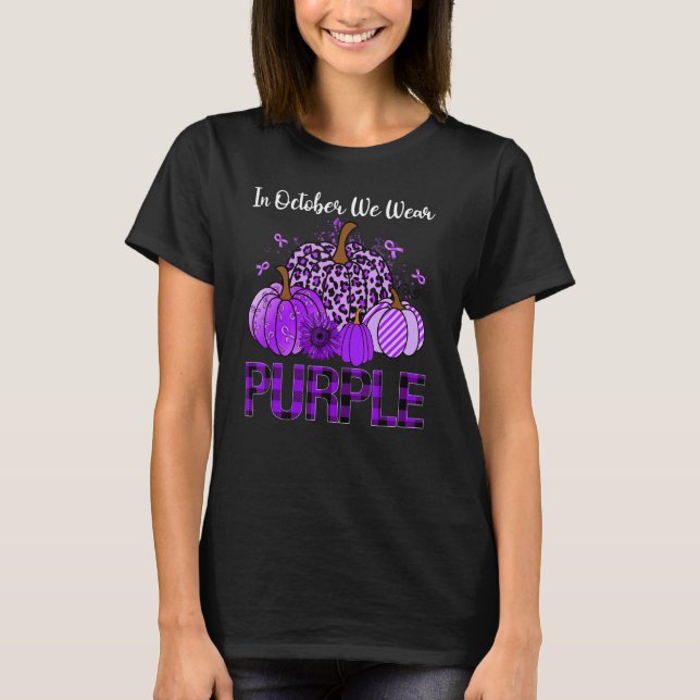 Camiseta Leopard Pumpkin In October We Wear Purple Domestic (Frente)