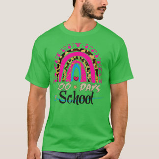 Camiseta Leopard Rainbow 100 dias de escola Cute 100 dias g