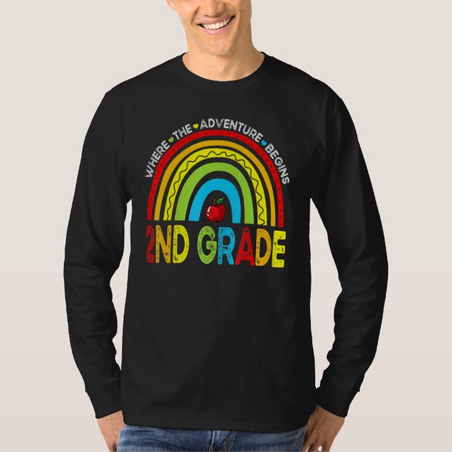 Camiseta Leopard Rainbow 2nd Grade Where The Adventure Begi (Frente)