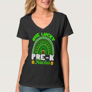 Camiseta Leopard Rainbow One Lucky Pre K Professora Rua Pat