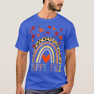 Camiseta Leopard Rainbow Peace Heart Fall Maple