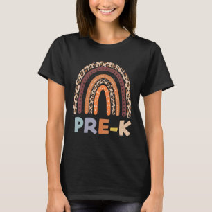 Camiseta Leopard Rainbow Pre K Estudante De Volta A Sch