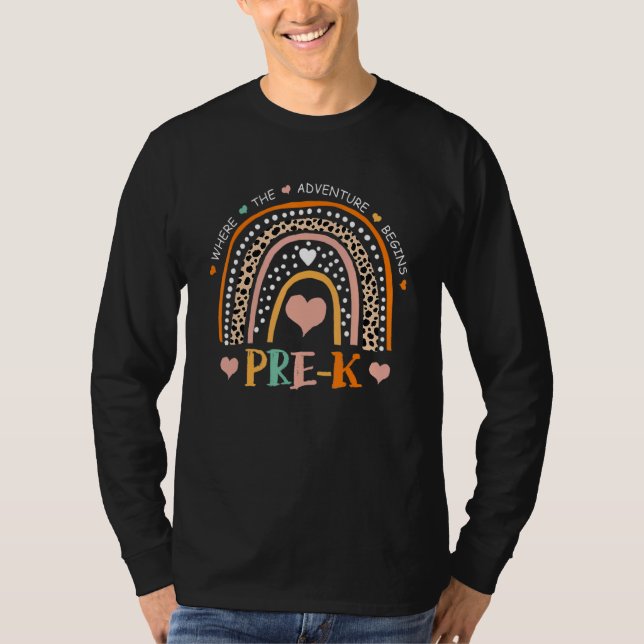 Camiseta Leopard Rainbow Pre K Onde Começa A Aventura (Frente)